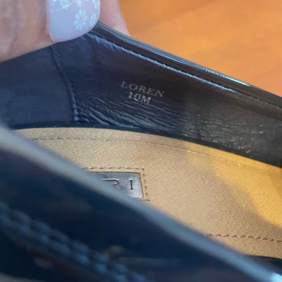 Dark Blue Shiny Loren Tahari Loafer Chunky Heels Size 10M - Picture 10 of 11